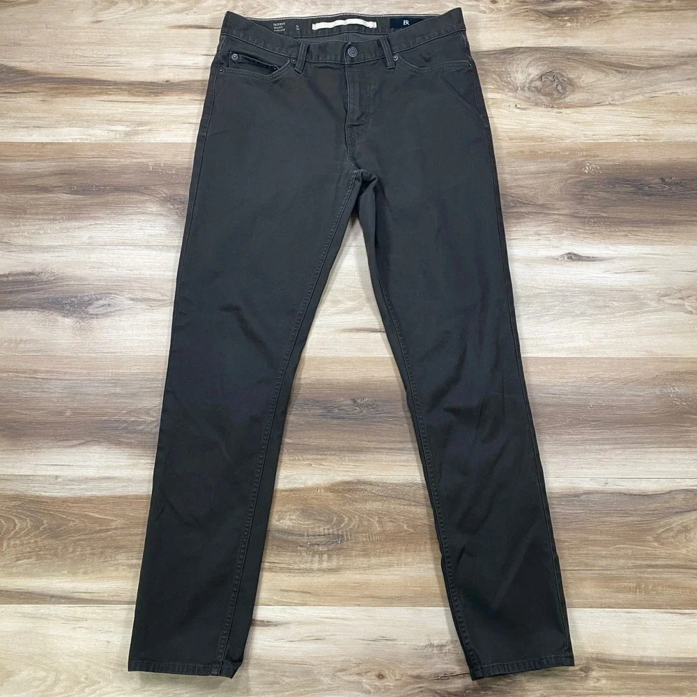Banana Republic Skinny Pants Mens 31x32 Cotton Modal Dark Olive Green Skinny
